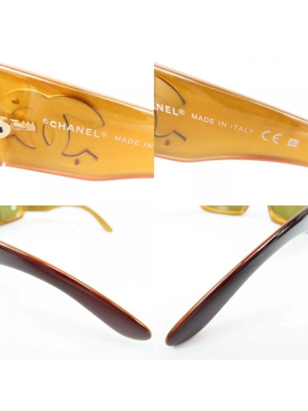 Chanel CC Vintage Logo Mother of Pearl Sunglasses 6022-Q Brown Amber - Picture 10 of 11